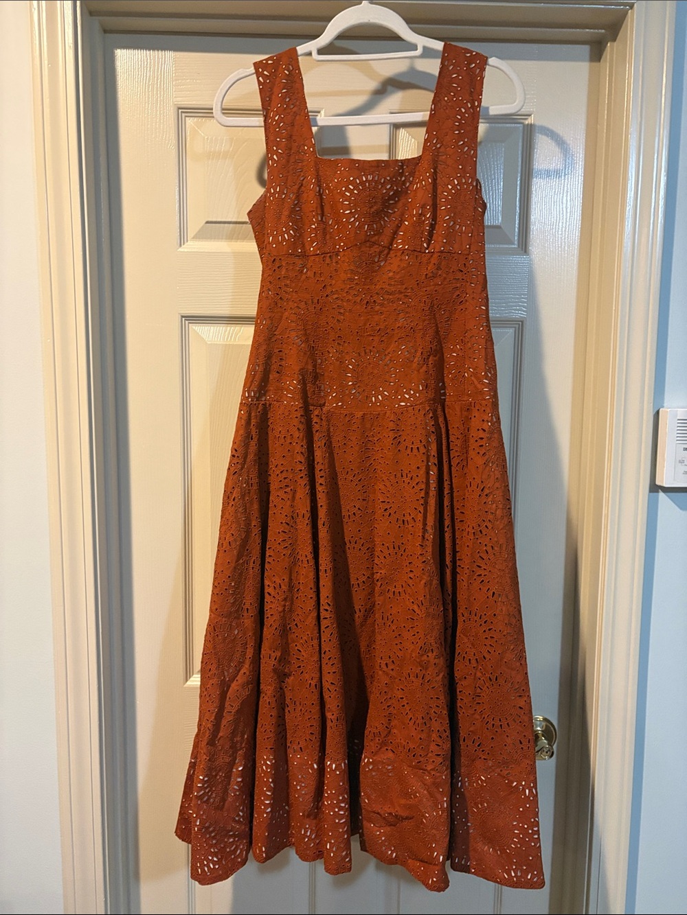 Women's Rust Eyelet Midi Dress